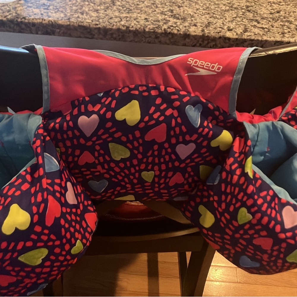 Speedo Kids Swim Vest with Heart Pattern - Red and Blue